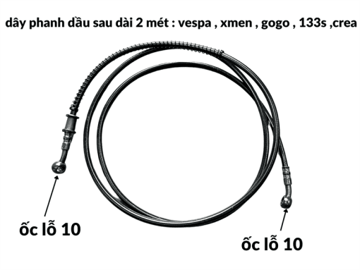 Dây phanh dầu SAU 2 mét TO-TO( ốc 10 - ốc 10 )